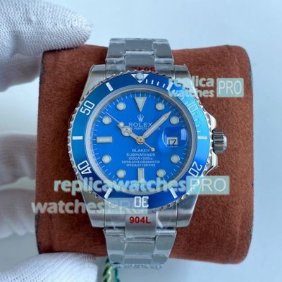 Swiss Replica Rolex Blaken Submariner Watch Blue Dial Blue Ceramic Bezel